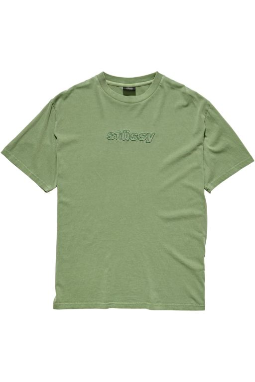 Stussy Womens Italic BF T Shirt Green - QYHOW3489